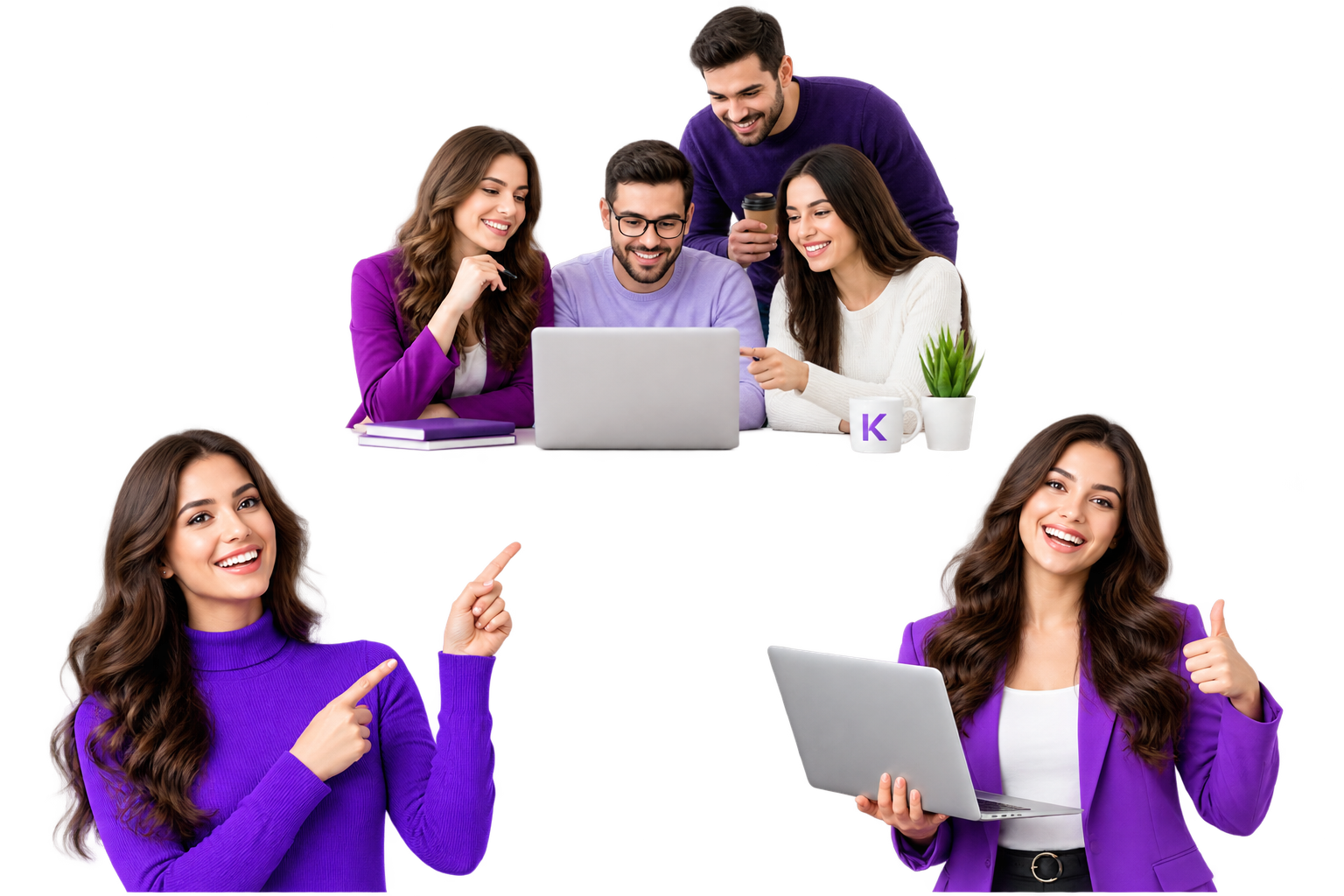 The Kryptonix team planning a client growth strategy together around a laptop